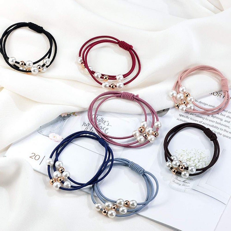 DDJYP 20 Pcs Korean Hair Accessories for Girls - Multi Layer Hair Rings with Pearls, Elastic Ties, and Rope Hairbands - Image 2